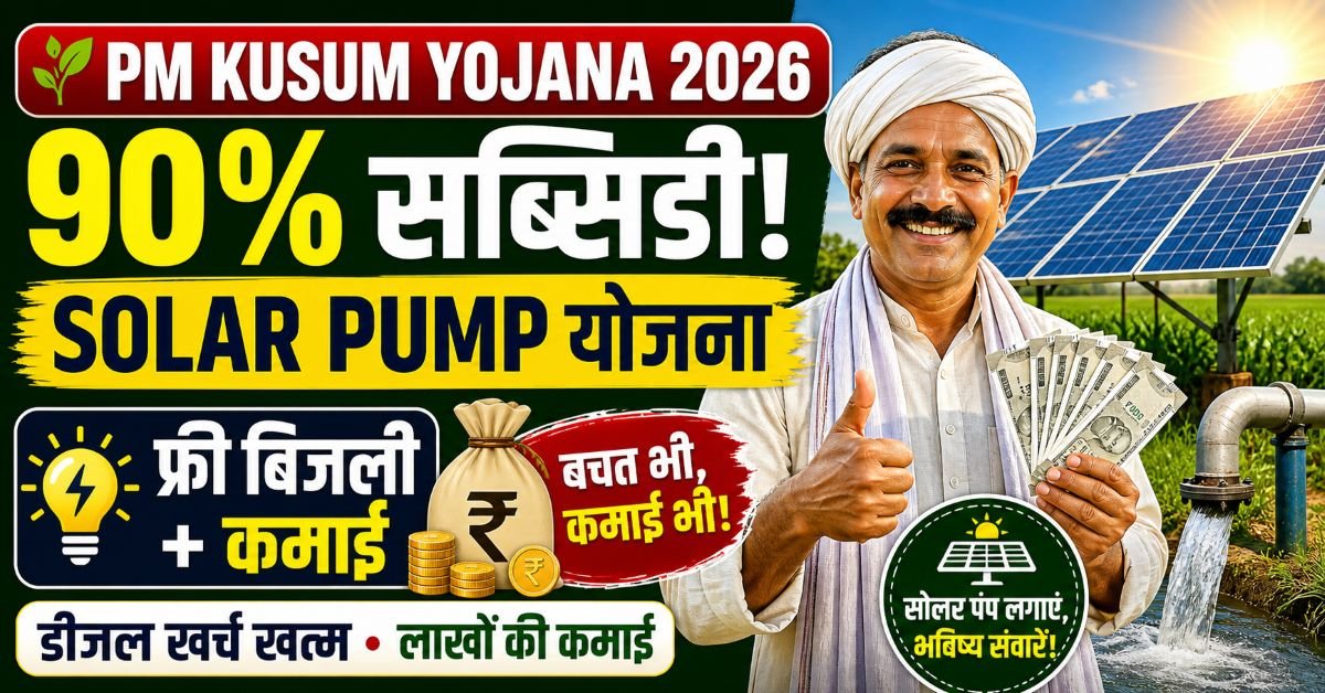 PM Kusum Yojana 2026 में किसान को 90% सब्सिडी पर सोलर पंप, फ्री बिजली और अतिरिक्त आय का मौका