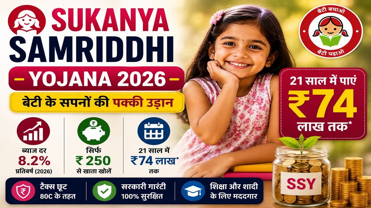 Sukanya Samriddhi Yojana 2026 8.2 percent interest ₹74 lakh maturity girl child scheme