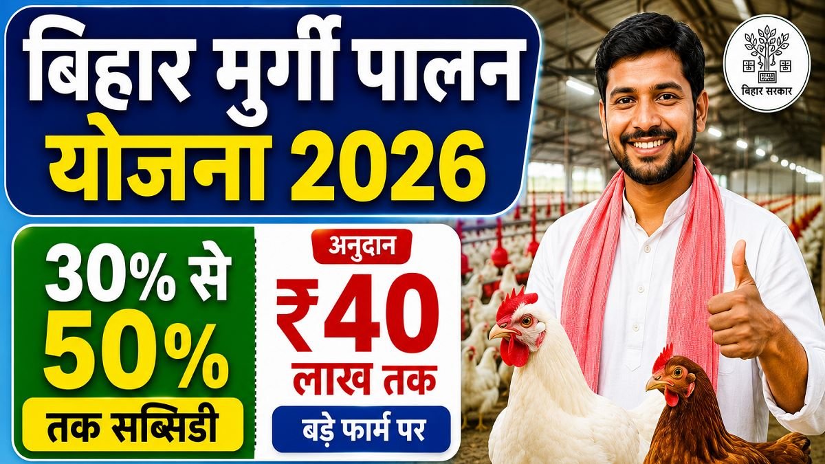 Bihar Poultry Farm Yojana 2026: मुर्गी पालन पर 50% तक अनुदान व Online Apply